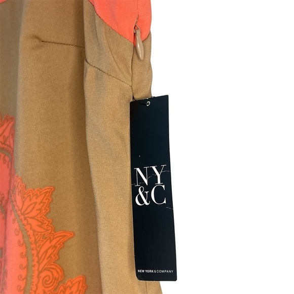 NWT NY&Co Sleeveless Orange and Tan Shift Dress Size XS Fully Lined - Picture 3 of 6